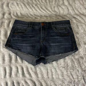 Democracy Jean Shorts Womens 8 AB Solution Stretch Denim Cutoff Raw Hem Blue